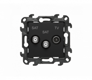 Gniazdo antenowe SAT-SAT-RTV satelitarne podwójne, (moduł), Simon 24, IP20, czarny mat Simon 24 NASK2.01/49