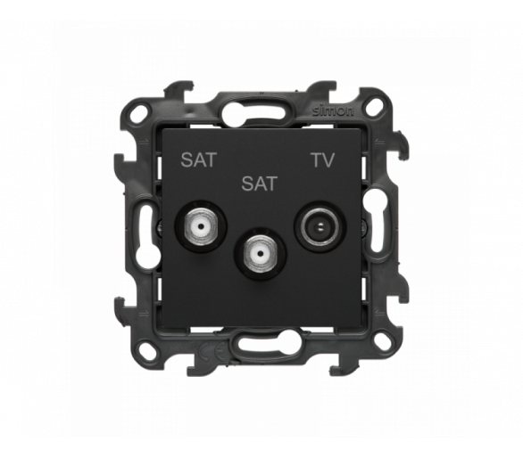 Gniazdo antenowe SAT-SAT-RTV satelitarne podwójne, (moduł), Simon 24, IP20, czarny mat Simon 24 NASK2.01/49