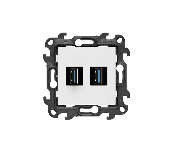 Gniazdo USB A 3.0 do przesyłu danych podwójne, (moduł), Simon 24, IP20, biały Simon 24 NGUSB23.01/11