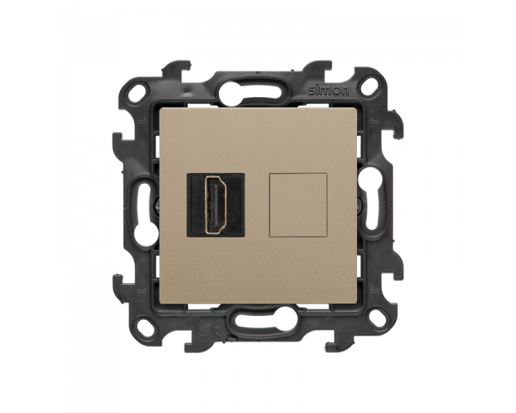 Gniazdo HDMI 2.1 pojedyncze, (moduł), Simon 24, IP20/IP44, szampański mat, HDMI 2.1 Simon 24 NGHDMI121.01/34