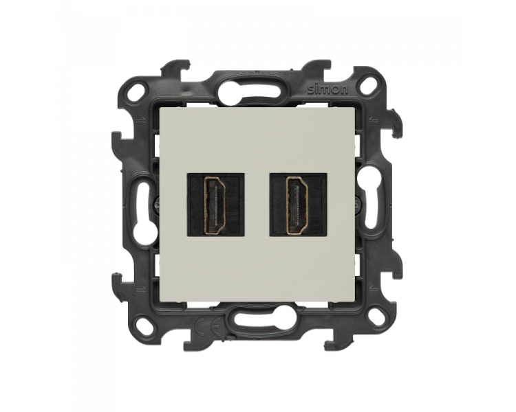 Gniazdo HDMI 2.1 podwójne, (moduł), Simon 24, IP20/IP44, kaszmirowy, HDMI 2.1 Simon 24 NGHDMI221.01/42