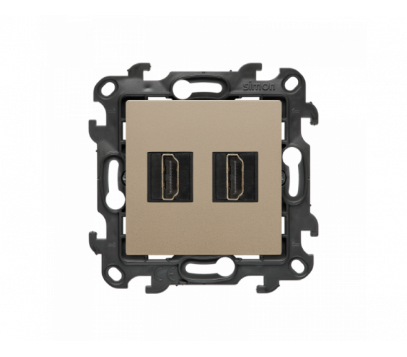 Gniazdo HDMI 2.1 podwójne, (moduł), Simon 24, IP20/IP44, szampański mat, HDMI 2.1 Simon 24 NGHDMI221.01/34