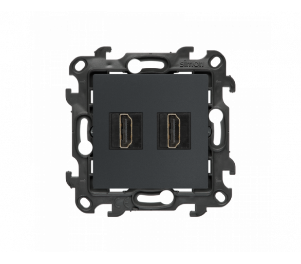 Gniazdo HDMI 2.1 podwójne, (moduł), Simon 24, IP20/IP44, grafitowy mat, HDMI 2.1 Simon 24 NGHDMI221.01/38