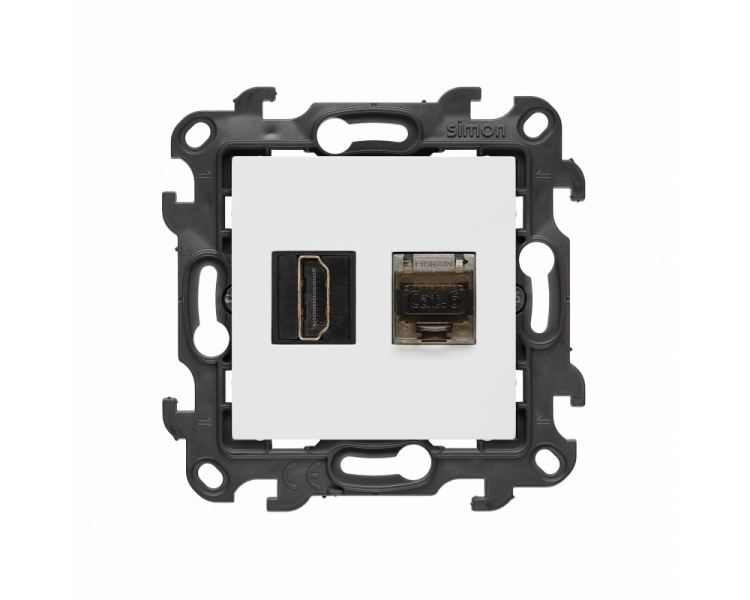 Gniazdo HDMI 2.1 + komputerowe RJ45 kat.6., (moduł), Simon 24, IP20, biały, HDMI 2.1 Simon 24 NGH21RJ45.01/11