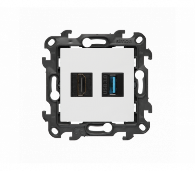 Gniazdo HDMI 2.1 + USB 3.0, (moduł), Simon 24, IP20, biały, HDMI 2.1 Simon 24 NGHDUSB3.01/11