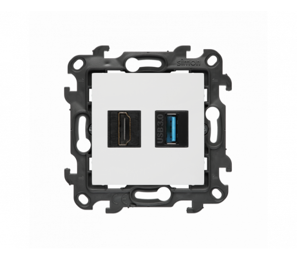 Gniazdo HDMI 2.1 + USB 3.0, (moduł), Simon 24, IP20, biały, HDMI 2.1 Simon 24 NGHDUSB3.01/11