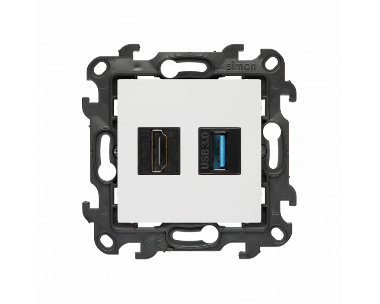 Gniazdo HDMI 2.1 + USB 3.0, (moduł), Simon 24, IP20, biały, HDMI 2.1 Simon 24 NGHDUSB3.01/11