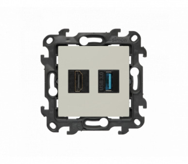 Gniazdo HDMI 2.1 + USB 3.0, (moduł), Simon 24, IP20, kaszmirowy, HDMI 2.1 Simon 24 NGHDUSB3.01/42
