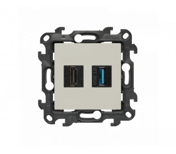 Gniazdo HDMI 2.1 + USB 3.0, (moduł), Simon 24, IP20, kaszmirowy, HDMI 2.1 Simon 24 NGHDUSB3.01/42