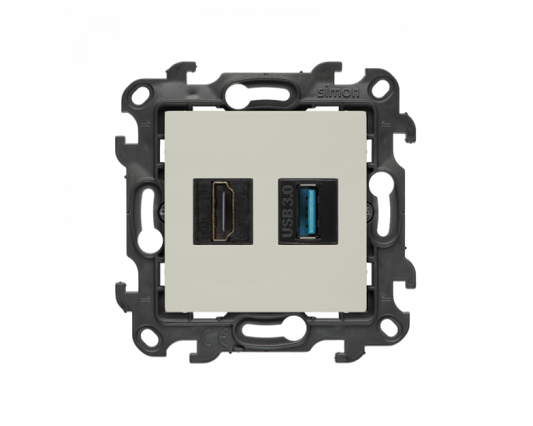 Gniazdo HDMI 2.1 + USB 3.0, (moduł), Simon 24, IP20, kaszmirowy, HDMI 2.1 Simon 24 NGHDUSB3.01/42