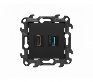 Gniazdo HDMI 2.1 + USB 3.0, (moduł), Simon 24, IP20, czarny mat, HDMI 2.1 Simon 24 NGHDUSB3.01/49
