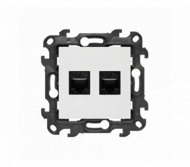 Gniazdo komputerowe podwójne RJ45 kategoria 5e, (moduł), Simon 24, IP20/IP44, biały Simon 24 N52.01/11