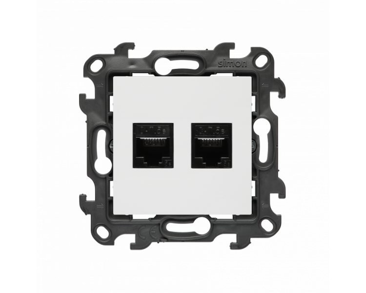 Gniazdo komputerowe podwójne RJ45 kategoria 5e, (moduł), Simon 24, IP20/IP44, biały Simon 24 N52.01/11