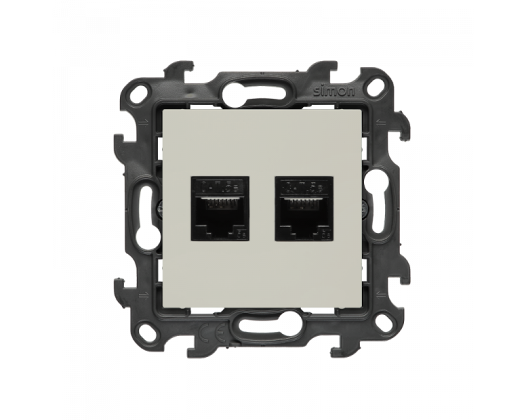 Gniazdo komputerowe podwójne RJ45 kategoria 5e, (moduł), Simon 24, IP20/IP44, kaszmirowy Simon 24 N52.01/42