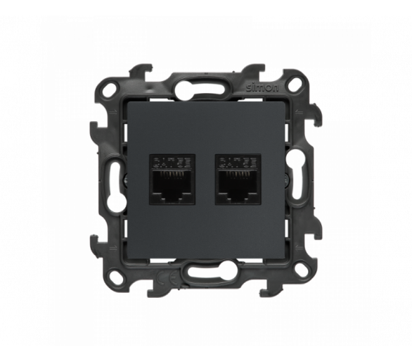 Gniazdo komputerowe podwójne RJ45 kategoria 5e, (moduł), Simon 24, IP20/IP44, grafitowy mat Simon 24 N52.01/38