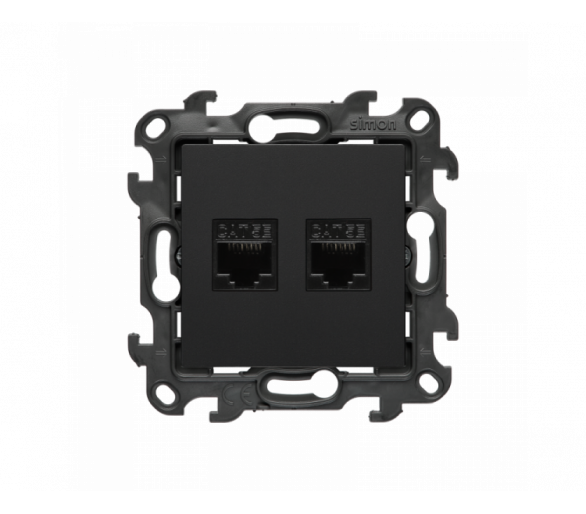 Gniazdo komputerowe podwójne RJ45 kategoria 5e, (moduł), Simon 24, IP20/IP44, czarny mat Simon 24 N52.01/49
