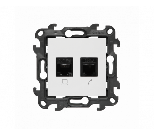Gniazdo komputerowe RJ45 kategoria 5e + telefoniczne RJ11, (moduł), Simon 24, IP20/IP44, biały Simon 24 N5T.01/11