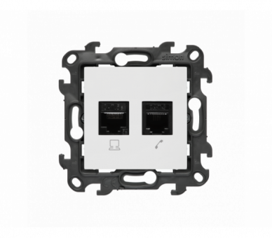 Gniazdo komputerowe RJ45 kategoria 5e + telefoniczne RJ12, (moduł), Simon 24, IP20, biały Simon 24 N5T12.01/11