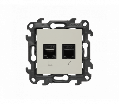 Gniazdo komputerowe RJ45 kategoria 5e + telefoniczne RJ12, (moduł), Simon 24, IP20, kaszmirowy Simon 24 N5T12.01/42