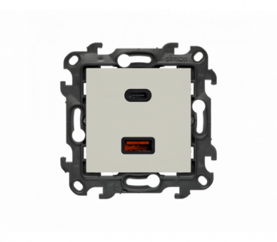 Ładowarka USB podwójna, (moduł), Simon 24, IP20, kaszmirowy, 30W Simon 24 NEC2CAQ.01/42