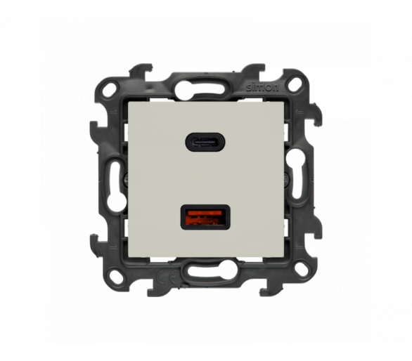 Ładowarka USB podwójna, (moduł), Simon 24, IP20, kaszmirowy, 30W Simon 24 NEC2CAQ.01/42