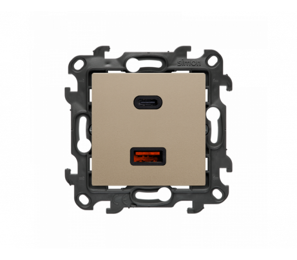 Ładowarka USB podwójna, (moduł), Simon 24, IP20, szampański mat, 30W Simon 24 NEC2CAQ.01/34