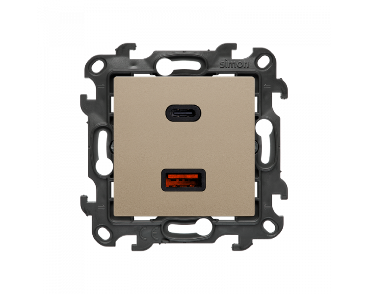 Ładowarka USB podwójna, (moduł), Simon 24, IP20, szampański mat, 30W Simon 24 NEC2CAQ.01/34