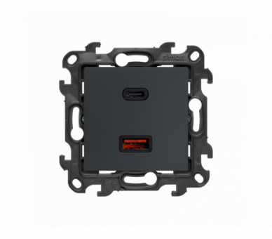 Ładowarka USB podwójna, (moduł), Simon 24, IP20, grafitowy mat, 30W Simon 24 NEC2CAQ.01/38