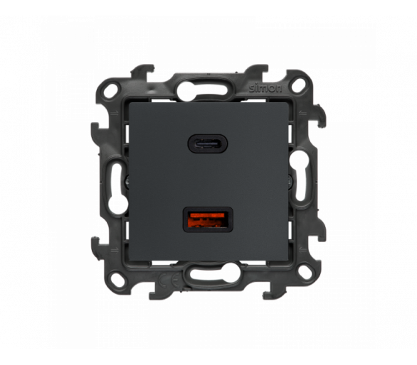 Ładowarka USB podwójna, (moduł), Simon 24, IP20, grafitowy mat, 30W Simon 24 NEC2CAQ.01/38