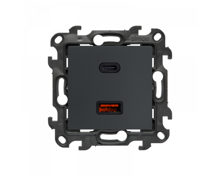 Ładowarka USB podwójna, (moduł), Simon 24, IP20, grafitowy mat, 30W Simon 24 NEC2CAQ.01/38