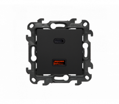 Ładowarka USB podwójna, (moduł), Simon 24, IP20, czarny mat, 30W Simon 24 NEC2CAQ.01/49
