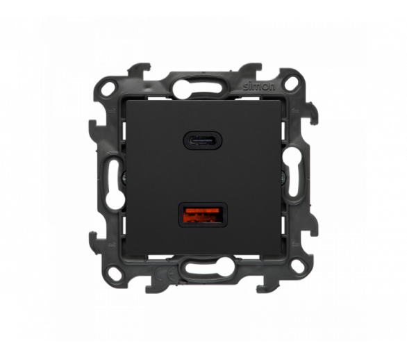 Ładowarka USB podwójna, (moduł), Simon 24, IP20, czarny mat, 30W Simon 24 NEC2CAQ.01/49