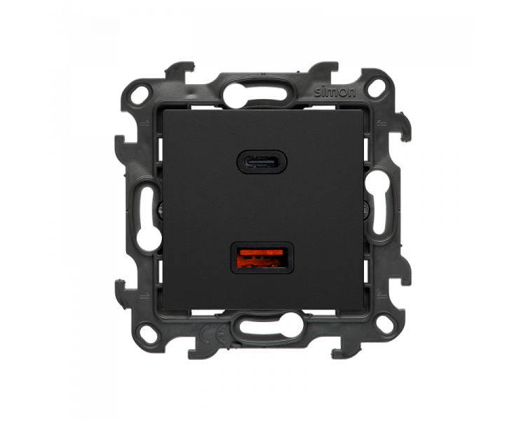 Ładowarka USB podwójna, (moduł), Simon 24, IP20, czarny mat, 30W Simon 24 NEC2CAQ.01/49