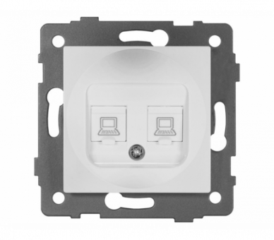 Gniazdo LAN podwójne 2xRJ45 kat.6 białe, Modern-Q TG-MQ-626W