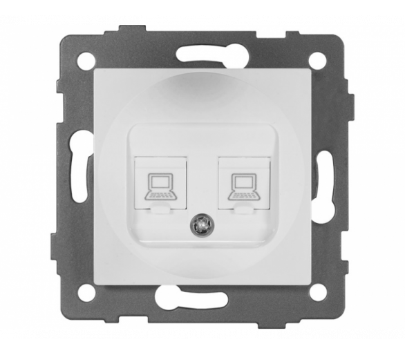 Gniazdo LAN podwójne 2xRJ45 kat.6 białe, Modern-Q TG-MQ-626W