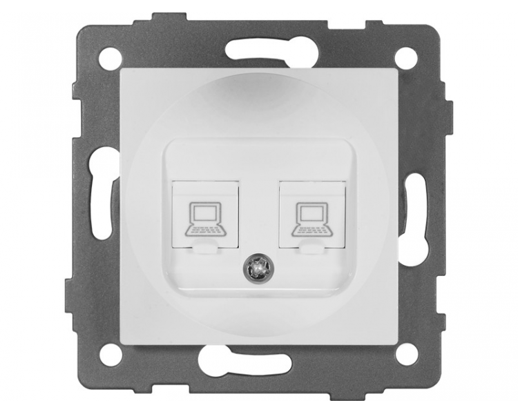 Gniazdo LAN podwójne 2xRJ45 kat.6 białe, Modern-Q TG-MQ-626W