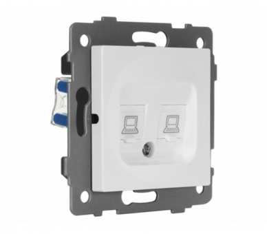 Gniazdo LAN podwójne 2xRJ45 kat.6 białe, Modern-Q TG-MQ-626W