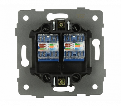 Gniazdo LAN podwójne 2xRJ45 kat.6 białe, Modern-Q TG-MQ-626W