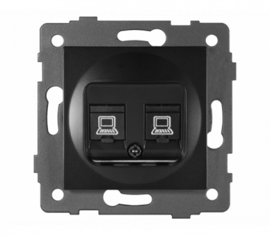 Gniazdo LAN podwójne 2xRJ45 kat.6 czarne, Modern-Q TG-MQ-626B