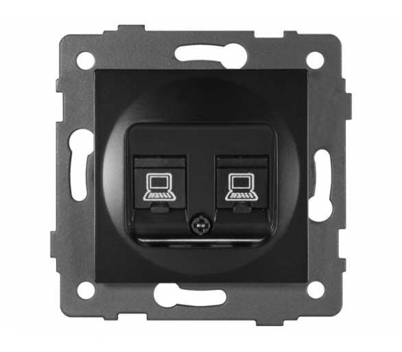 Gniazdo LAN podwójne 2xRJ45 kat.6 czarne, Modern-Q TG-MQ-626B