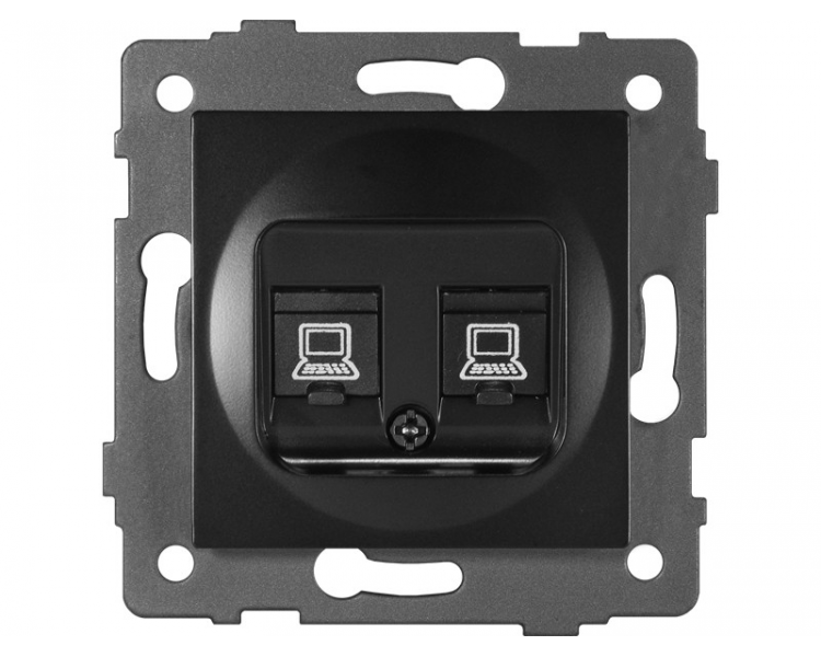 Gniazdo LAN podwójne 2xRJ45 kat.6 czarne, Modern-Q TG-MQ-626B