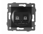 Gniazdo LAN podwójne 2xRJ45 kat.6 czarne, Modern-Q TG-MQ-626B