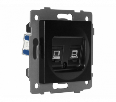 Gniazdo LAN podwójne 2xRJ45 kat.6 czarne, Modern-Q TG-MQ-626B