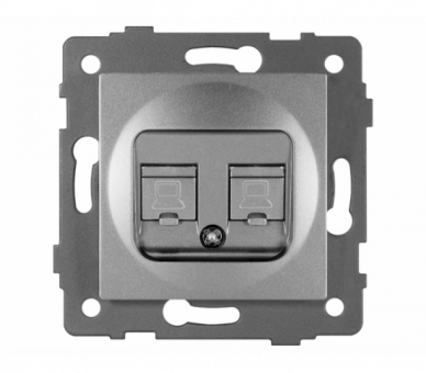 Gniazdo LAN podwójne 2xRJ45 kat.6 szare, Modern-Q TG-MQ-626G