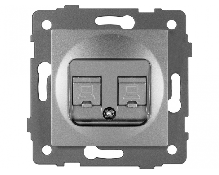 Gniazdo LAN podwójne 2xRJ45 kat.6 szare, Modern-Q TG-MQ-626G