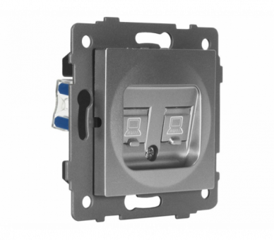 Gniazdo LAN podwójne 2xRJ45 kat.6 szare, Modern-Q TG-MQ-626G