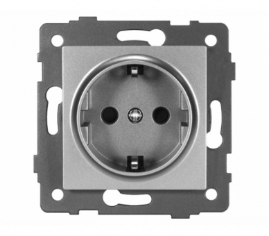 Gniazdo pojedyncze 2P+Z SCHUKO 16A-250V~, szare, Modern-Q TG-MQ-51SG