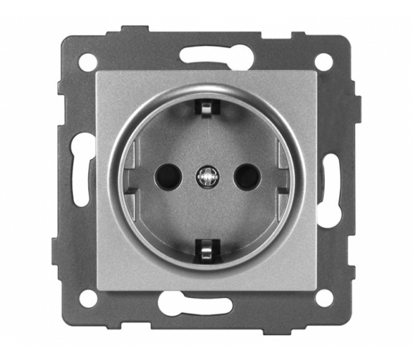 Gniazdo pojedyncze 2P+Z SCHUKO 16A-250V~, szare, Modern-Q TG-MQ-51SG