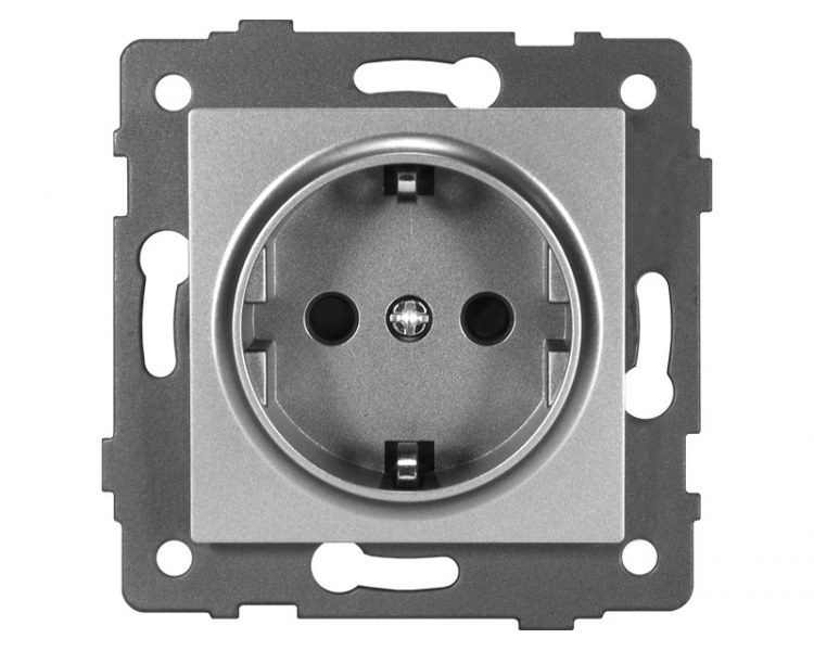 Gniazdo pojedyncze 2P+Z SCHUKO 16A-250V~, szare, Modern-Q TG-MQ-51SG