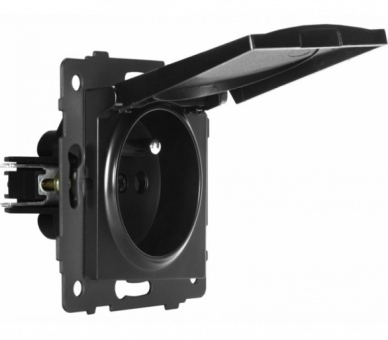 Gniazdo pojedyncze 2P+Z z klapką 16A-250V~, czarne, Modern-Q TG-MQ-51CB